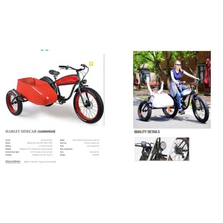 Vélo électriques HARLEY SIDECAR 48V 500W-750W 13Ah-20Ah